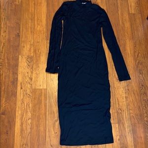 Mock-Neck Rib-Knit Bodycon Dress
